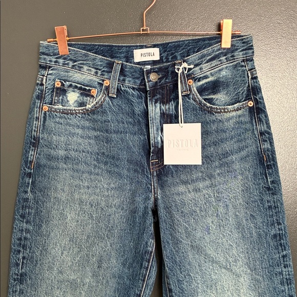 NWT Pistola Lexi Jean Mid Rise Bowed Straight Leg Artisan Wash Sz 27 - Picture 5 of 9